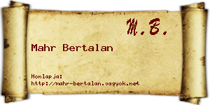 Mahr Bertalan névjegykártya